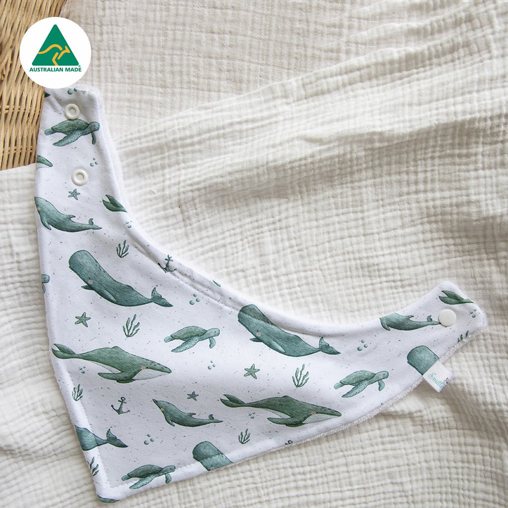 Whales & Turtles Bandana Bib - Smitten Bub Co.