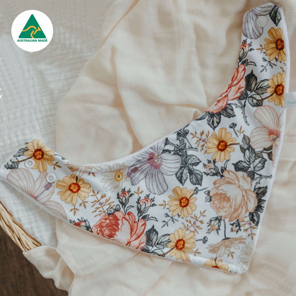 Traditional Florals Bandana Baby Bib - Smitten Bub Co.