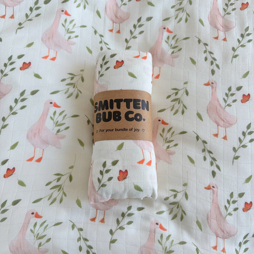 DUCKS | Bamboo Cotton Muslin Swaddle - Smitten Bub Co.