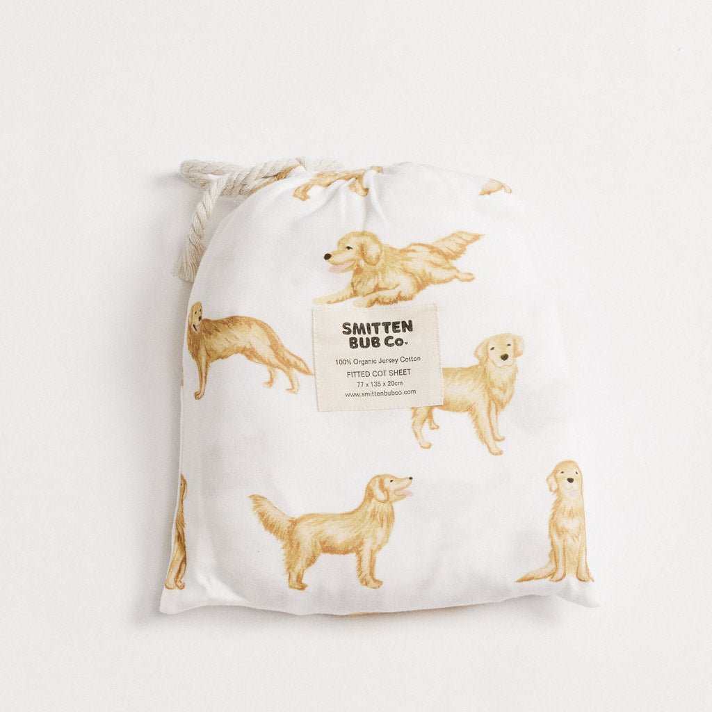GOLDEN RETRIEVER | Fitted Cot Sheet - Smitten Bub Co.