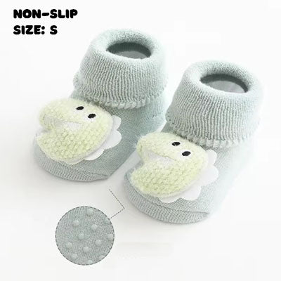 Green Dino Character Socks | Non - Slip Grip for Baby and Toddler - Smitten Bub Co.