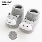Grey Cow Character Socks | Non - Slip Grip for Baby and Toddler - Smitten Bub Co.