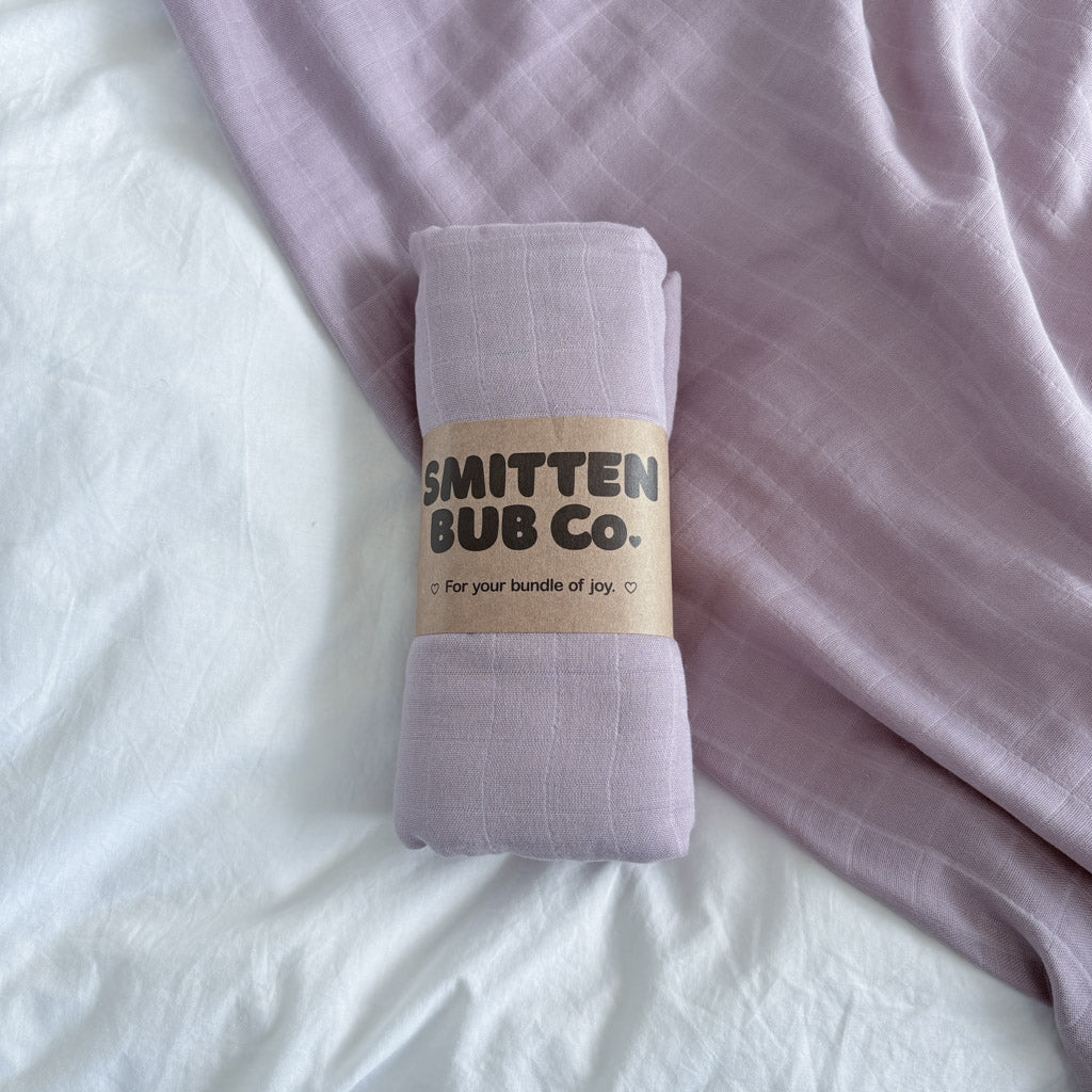 LAVENDER | Bamboo Cotton Muslin Swaddle - Smitten Bub Co.
