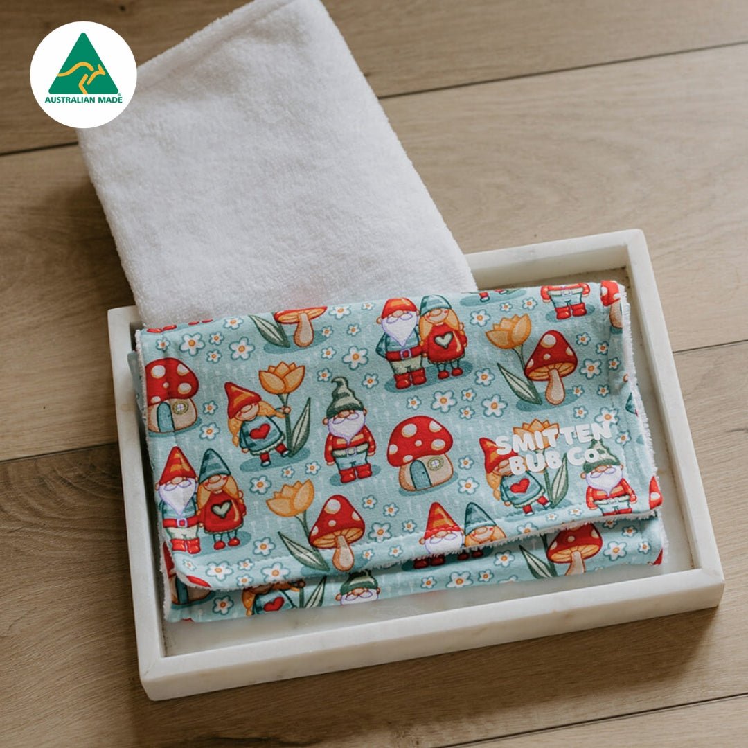 Gnome Garden Burp Cloth - Smitten Bub Co.