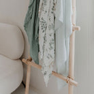 Forest Green Bamboo Cotton Muslin Wrap - Smitten Bub Co.