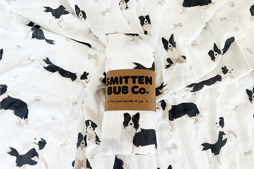 Border Collie Bamboo Cotton Muslin Wrap LIMITED STOCK