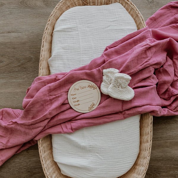Dusty Burgandy Bamboo Cotton Muslin Baby Swaddle Wrap - Smitten Bub Co.