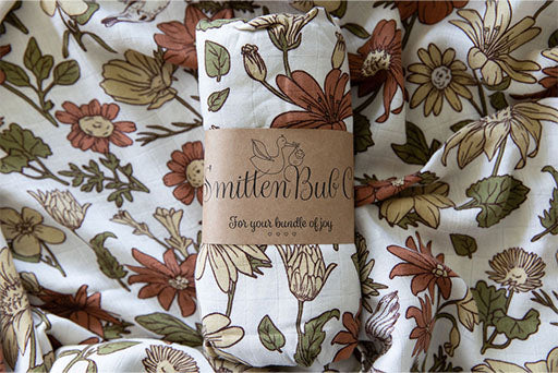Vintage Floral Bamboo Cotton Muslin Wrap