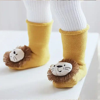 Thick Character Animal Socks |  Non-Slip Grip for Baby and Toddler