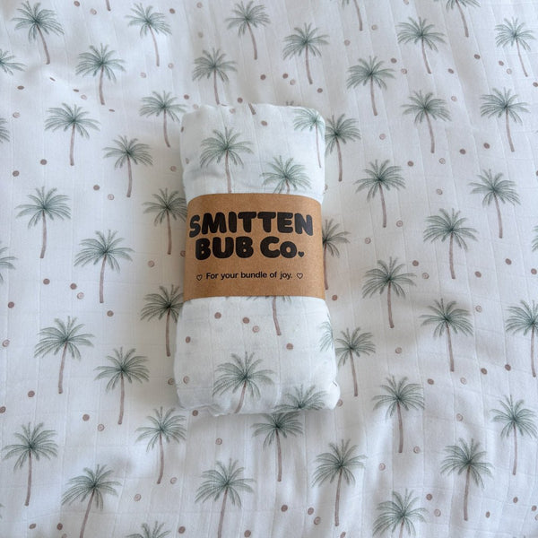 PALMS & COCONUTS | Bamboo Cotton Muslin Swaddle - Smitten Bub Co.