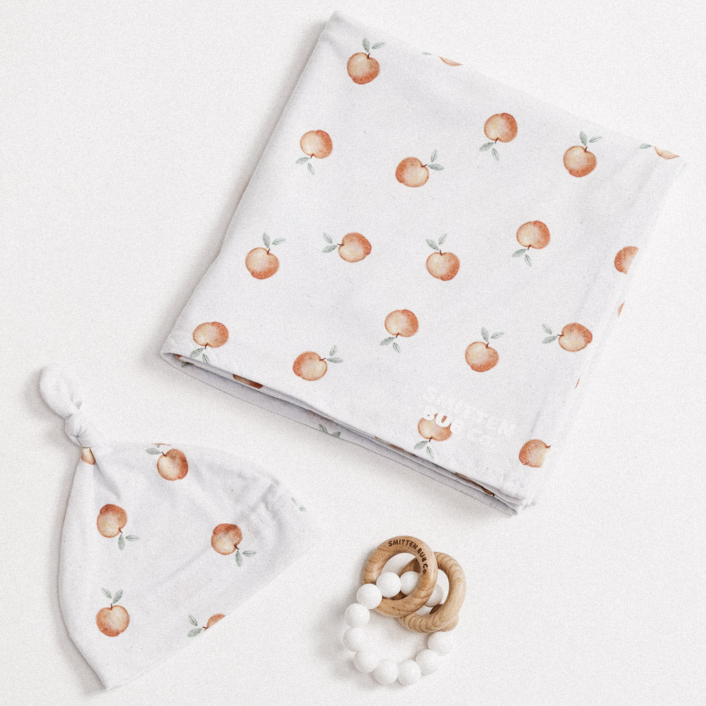 PEACHY DREAM | Jersey Swaddle Beanie Set - Smitten Bub Co.