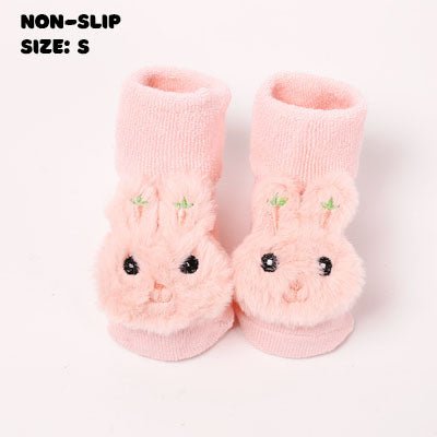 Pink Fluffy Bunny Rabbit Character Socks | Non - Slip Grip for Baby and Toddler - Smitten Bub Co.