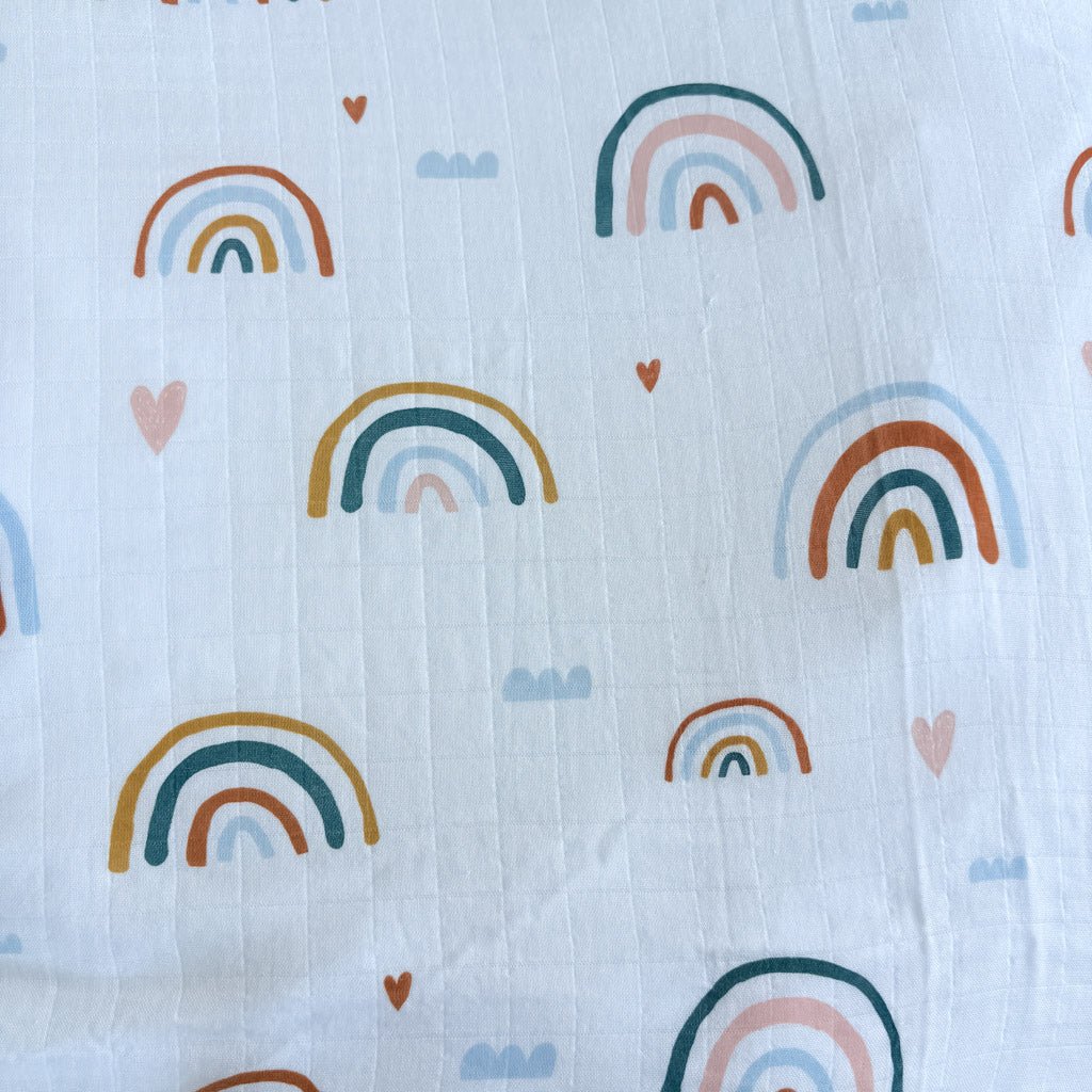 RAINBOWS | Bamboo Cotton Muslin Swaddle - Smitten Bub Co.