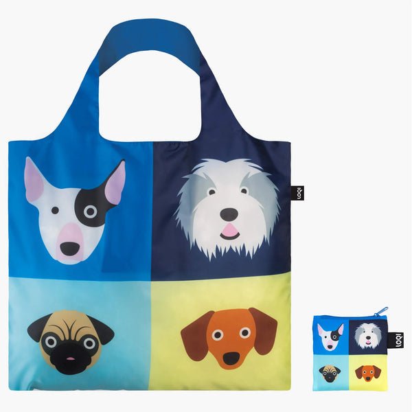 LOQI Recycled Foldable Shopping Bag - Stephen Cheetham Dog Print - Smitten Bub Co.