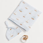 BLUE SAIL BOAT | Jersey Swaddle Beanie Set - Smitten Bub Co.