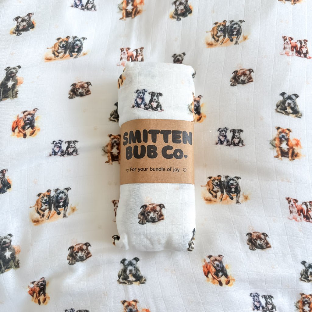 STAFFY | Bamboo Cotton Muslin Swaddle - Smitten Bub Co.
