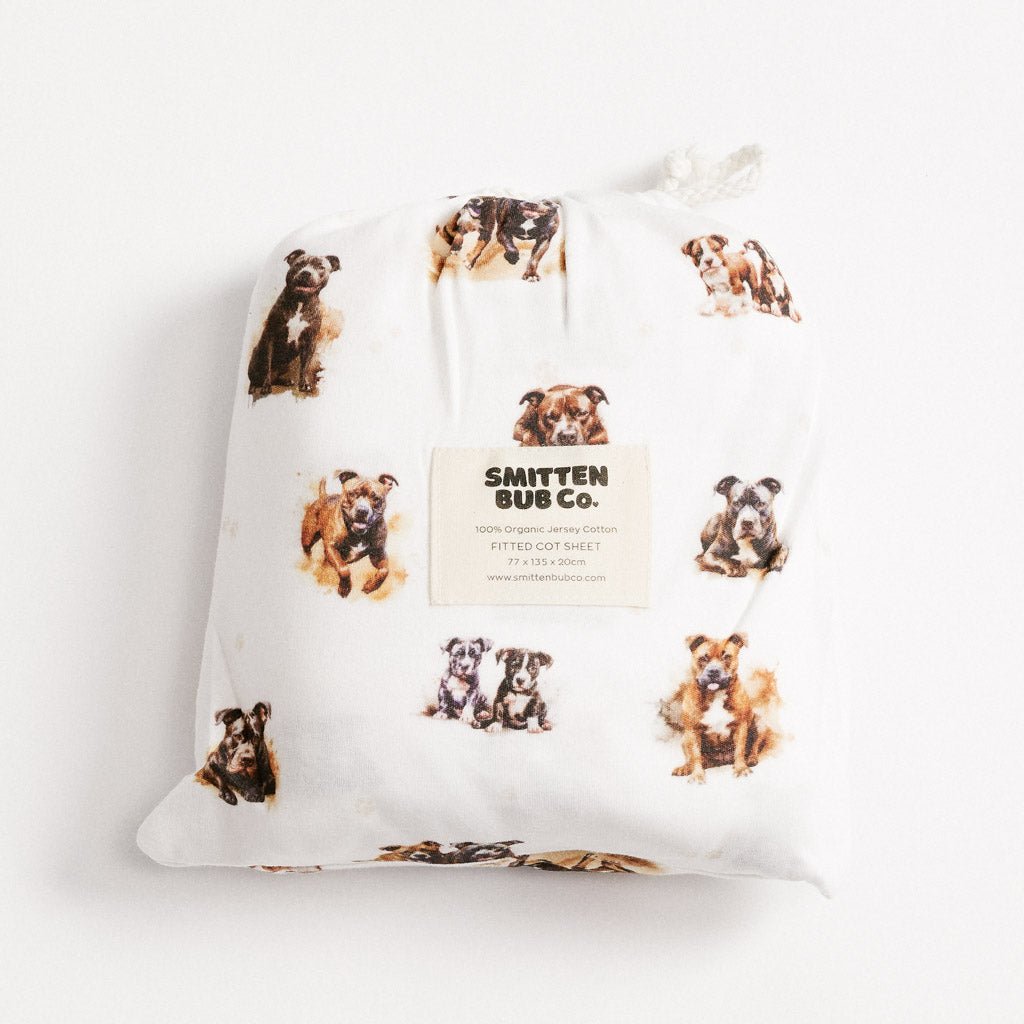STAFFY | Fitted Cot Sheet - Smitten Bub Co.