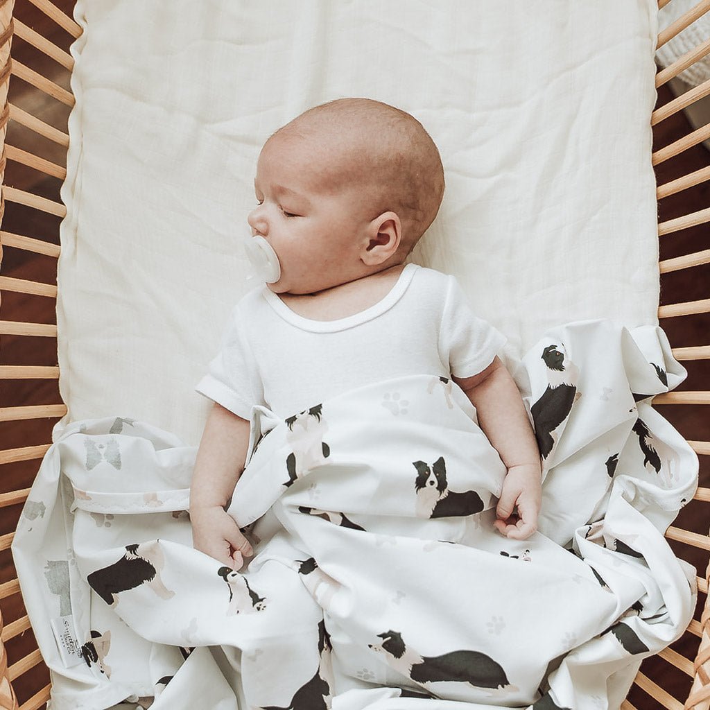 BORDER COLLIE | Jersey Swaddle Beanie Set - Smitten Bub Co.