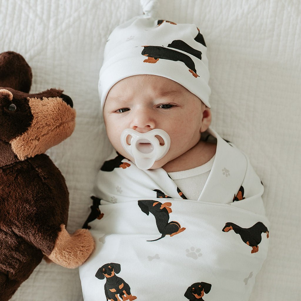 DACHSHUND | Jersey Swaddle Beanie Set - Smitten Bub Co.