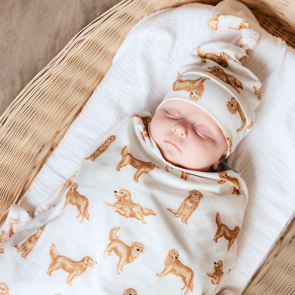 GOLDEN RETRIEVER | Jersey Swaddle Beanie Set - Smitten Bub Co.