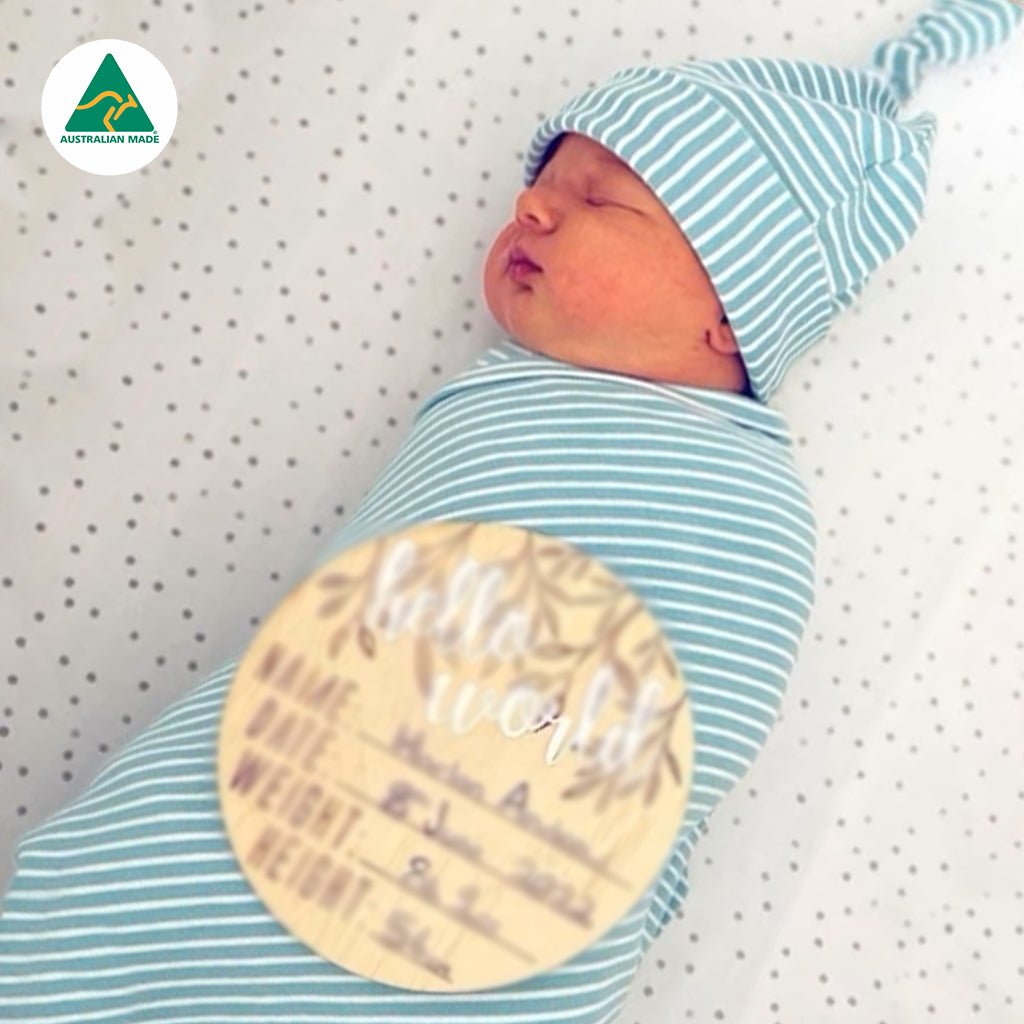 Blue Stripe Swaddle Wrap Set - Smitten Bub Co.