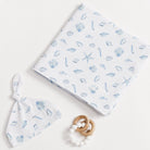 BLUE SEASHELLS | Jersey Swaddle Wrap Set - Smitten Bub Co.