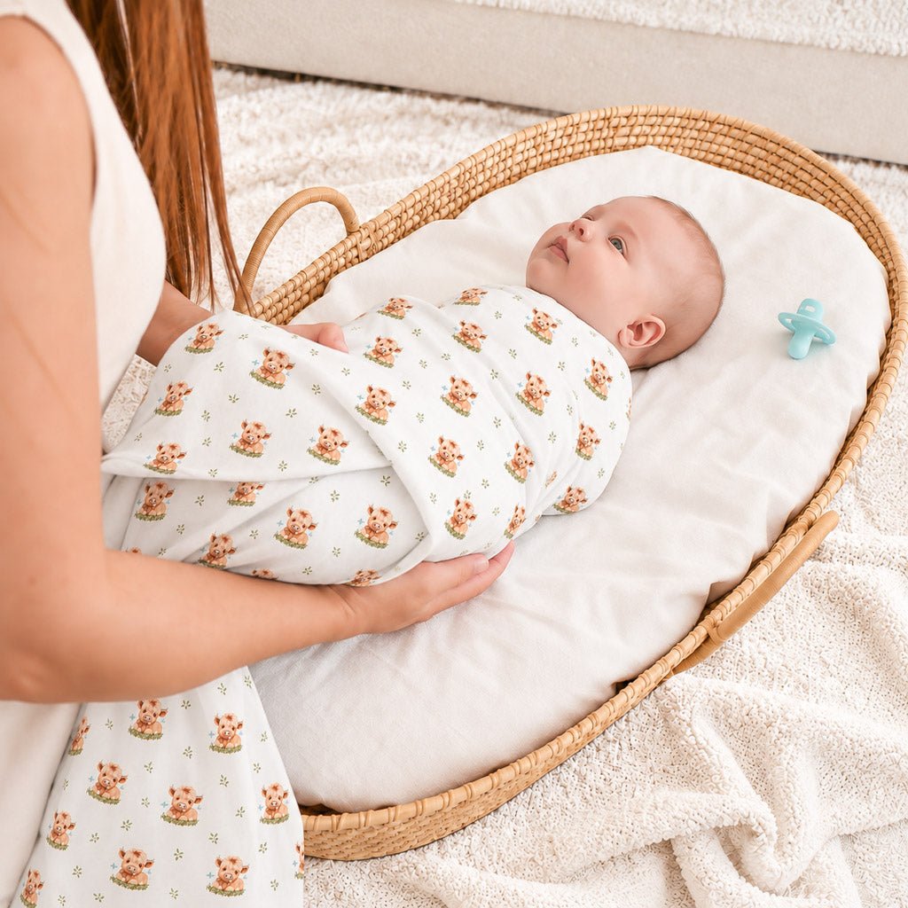 HIGHLAND COW | Jersey Swaddle Beanie Set - Smitten Bub Co.