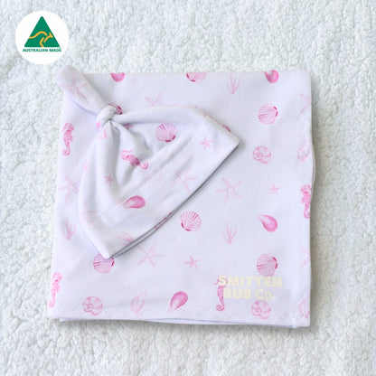 Pink Seashells Swaddle Set