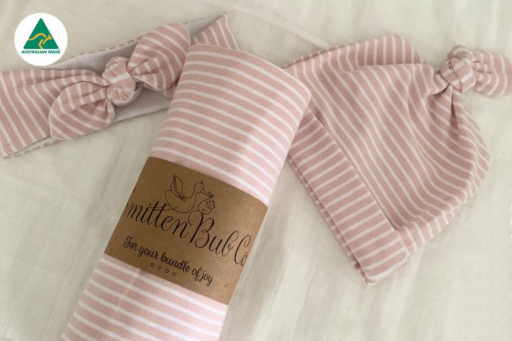 Pink Stripe Swaddle Set - Smitten Bub Co.