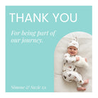 An image of a bay clapping. Text - Thank you for being part of journey. Sione & Suzie xx