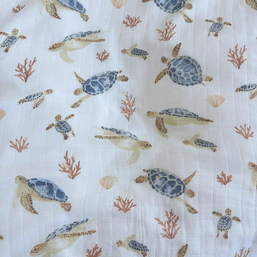 TURTLES | Bamboo Cotton Muslin Swaddle - Smitten Bub Co.
