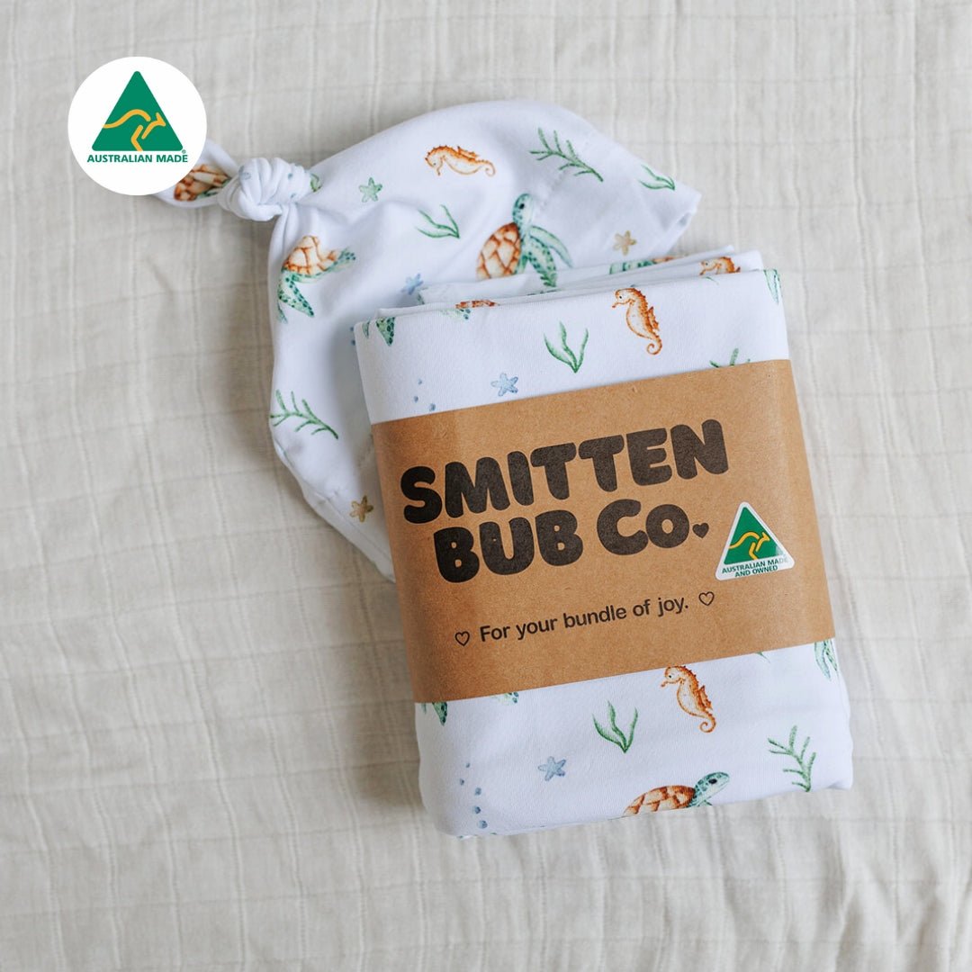 Green Turtles Swaddle Set - Smitten Bub Co.