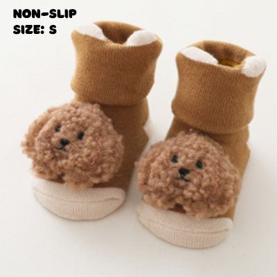 Brown Dog Character Socks | Non - Slip Grip for Baby and Toddler - Smitten Bub Co.