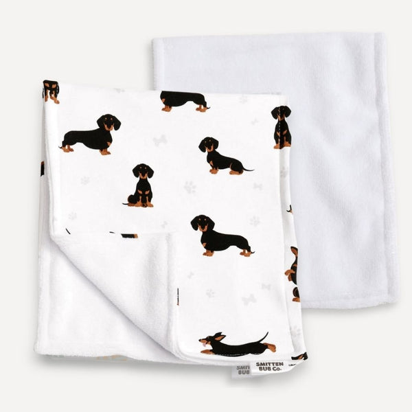 CURVED DACHSHUND | Burp Cloth - Smitten Bub Co.