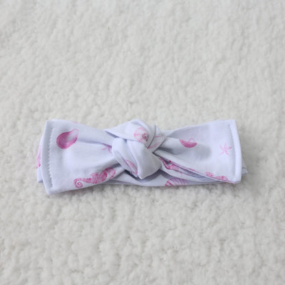 Pink Sea Shells Topknot Bow