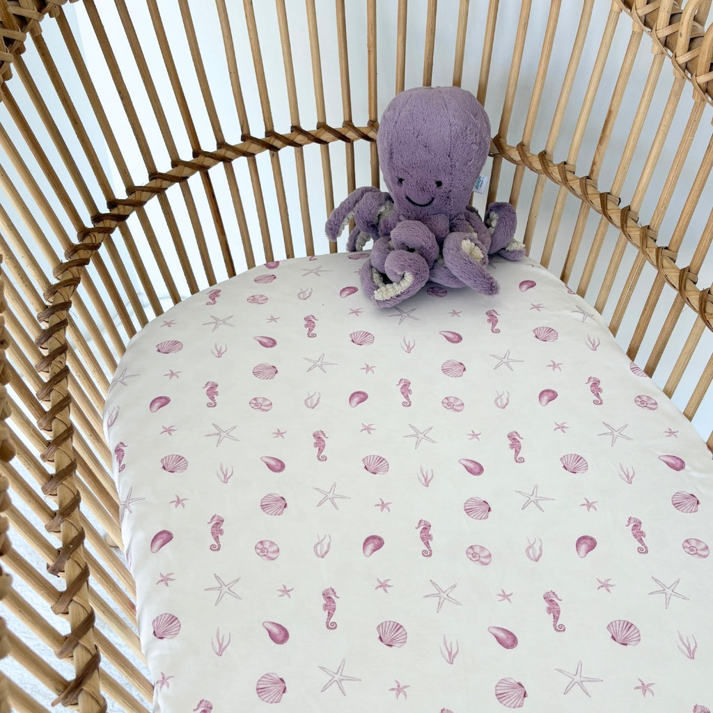 Pink Seashells | Bassinet Sheets / Change Mat Cover