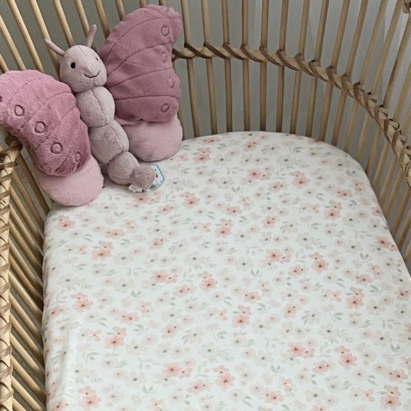Coral Floral | Bassinet Sheets / Change Mat Cover - Smitten Bub Co.