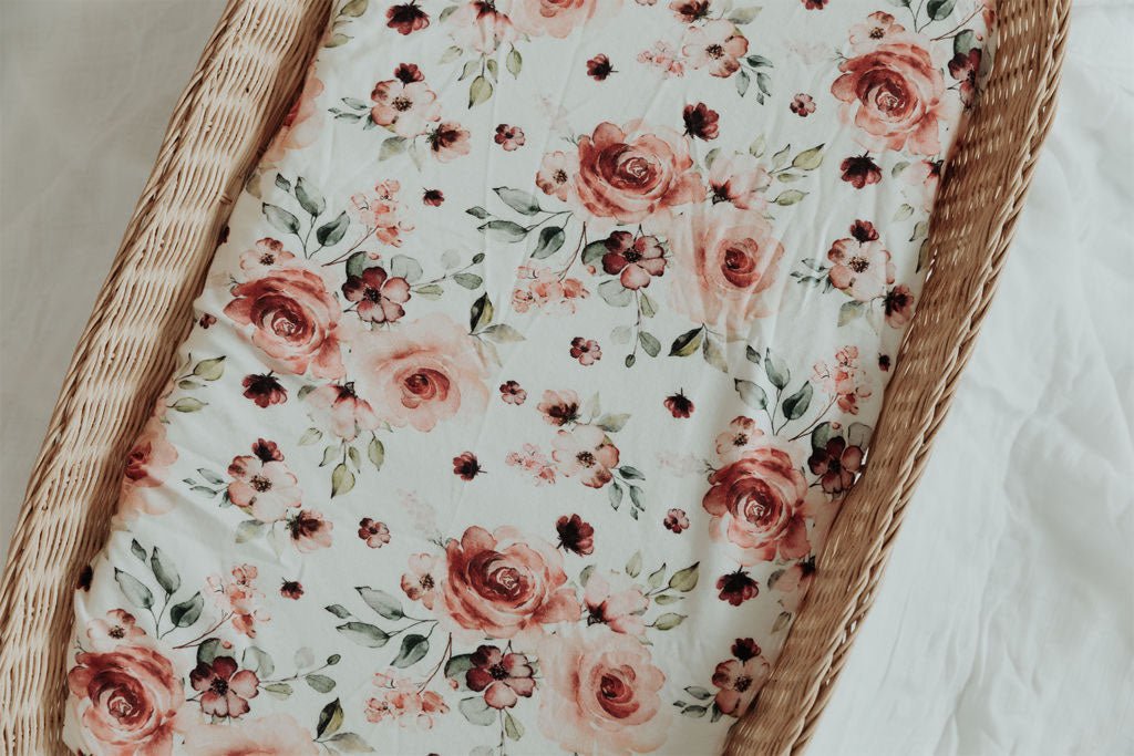 Roses | Fitted Cot and Bassinet Sheets - Smitten Bub Co.