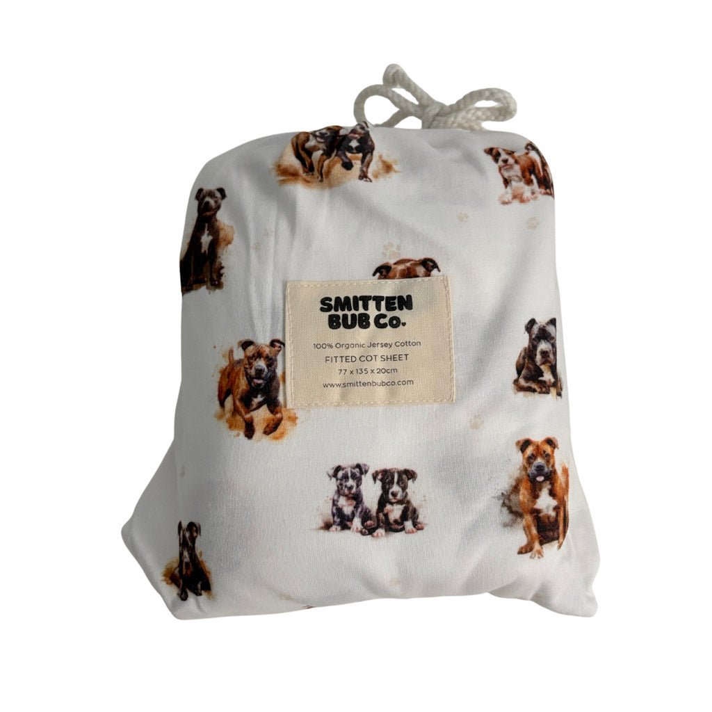 STAFFY | Fitted Cot Sheet - Smitten Bub Co.