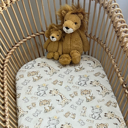 Baby Safari Animals  | Bassinet Sheets / Change Mat Cover