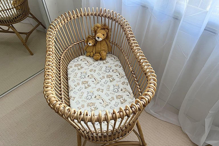 Baby Safari Animals | Fitted Cot and Bassinet Sheets / Change Mat Cover - Smitten Bub Co.