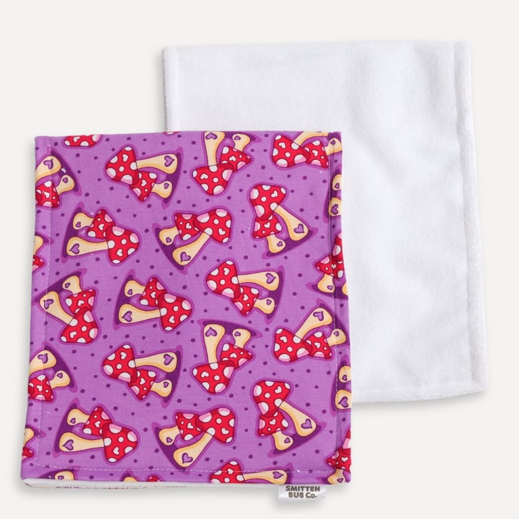TOADSTOOL HEARTS | Burp Cloth - Smitten Bub Co.