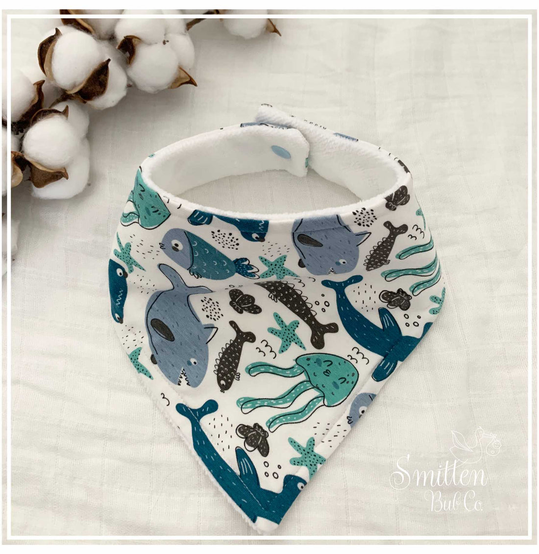 Blue Sea Creatures Bandana Bib