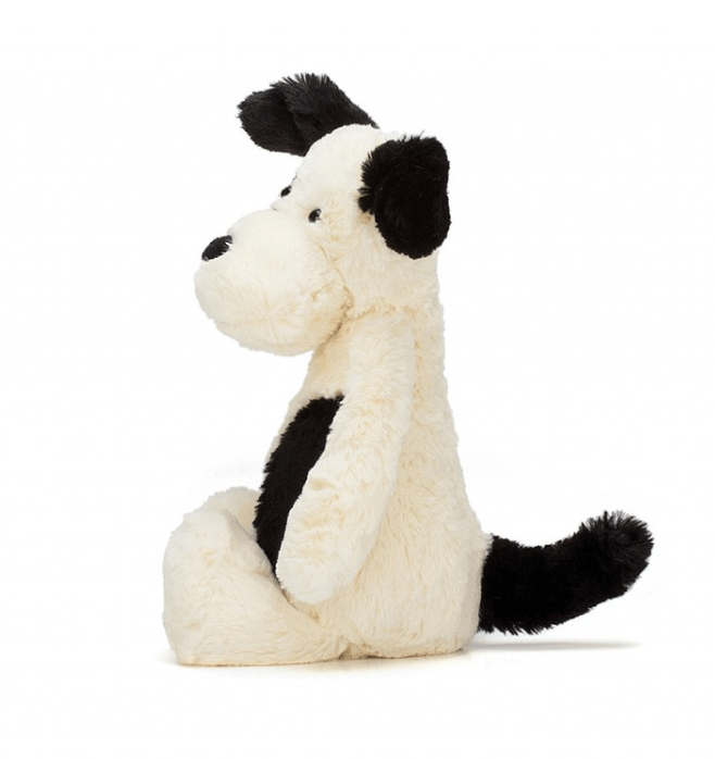 Jellycat Bashful Puppy Black & Cream Dog MEDIUM - Smitten Bub Co.