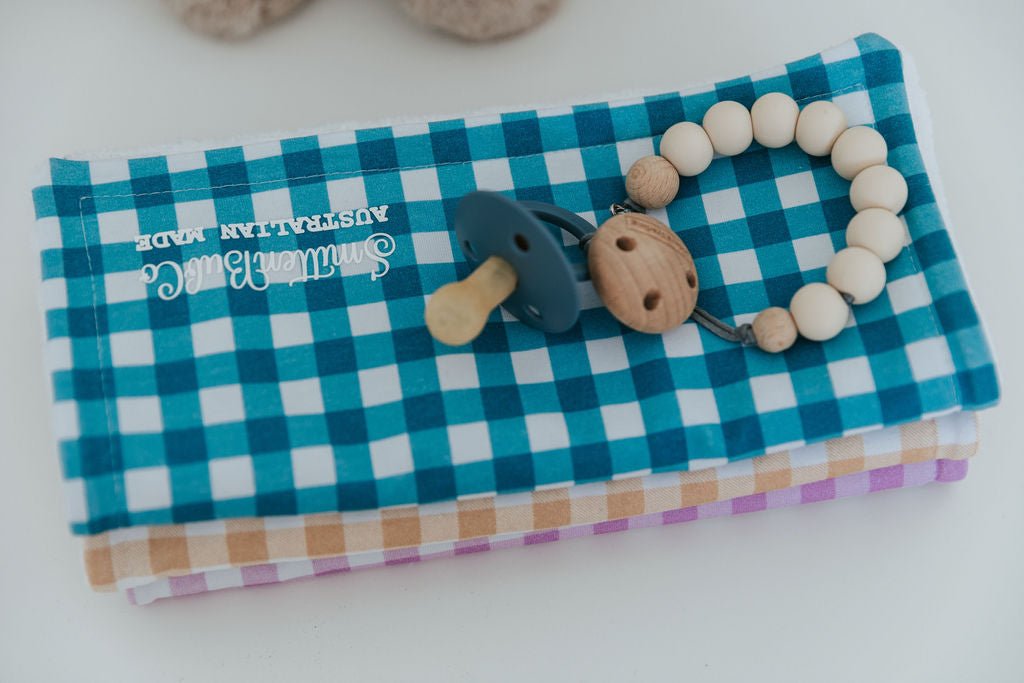 Blue Gingham Burp Cloth - Smitten Bub Co.